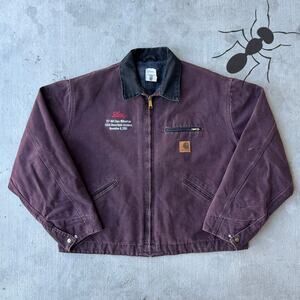 Vintage Carhartt J97 BRG burgundy Detroit work wear jacket